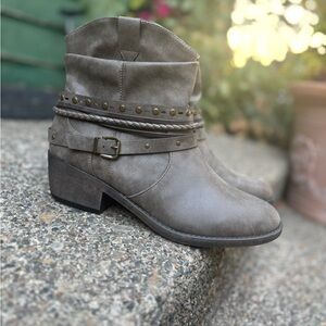 Xappeal Taupe Ankle Boots with Studded Straps size 10